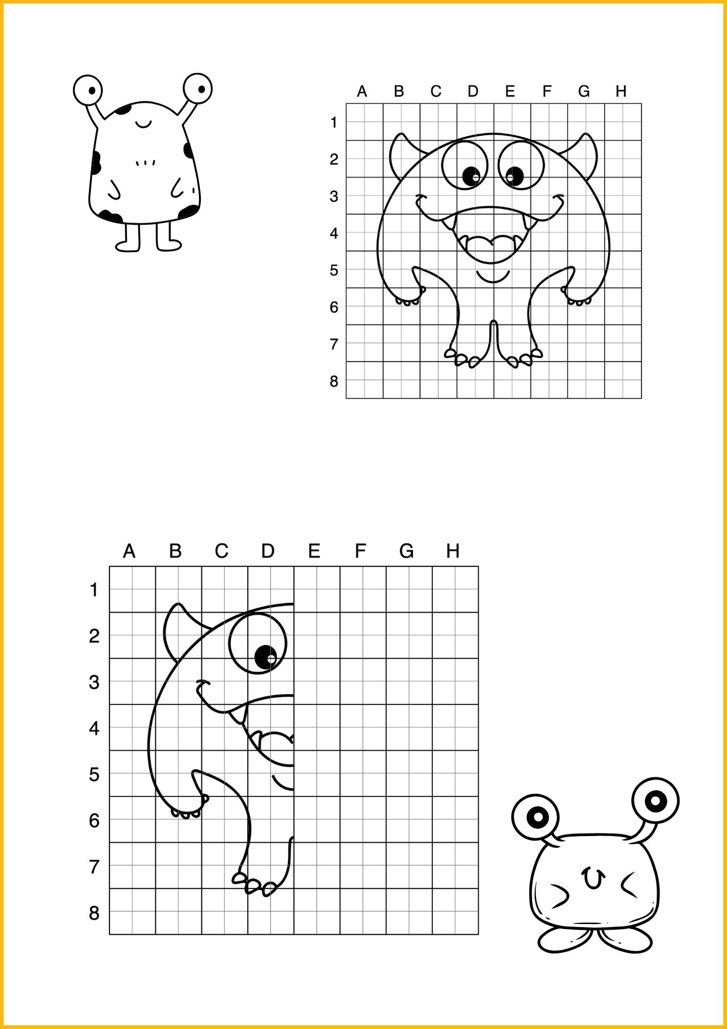 Symmetrie oefenen voor kinderen: monstertekening aanvullen