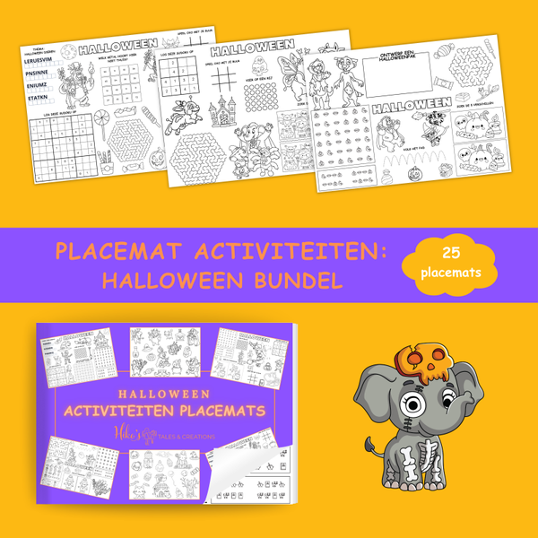 Halloween placemat activiteiten: 25 printbare placemats
