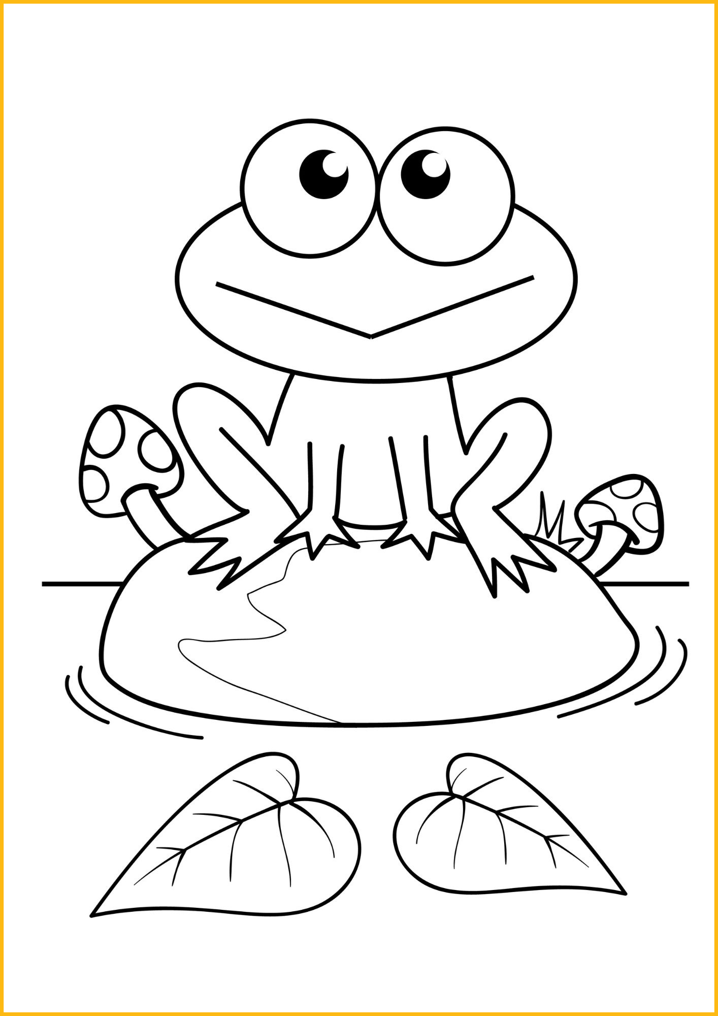 Kleurplaat voor kinderen: kikker op waterlelie - printbaar (PDF)