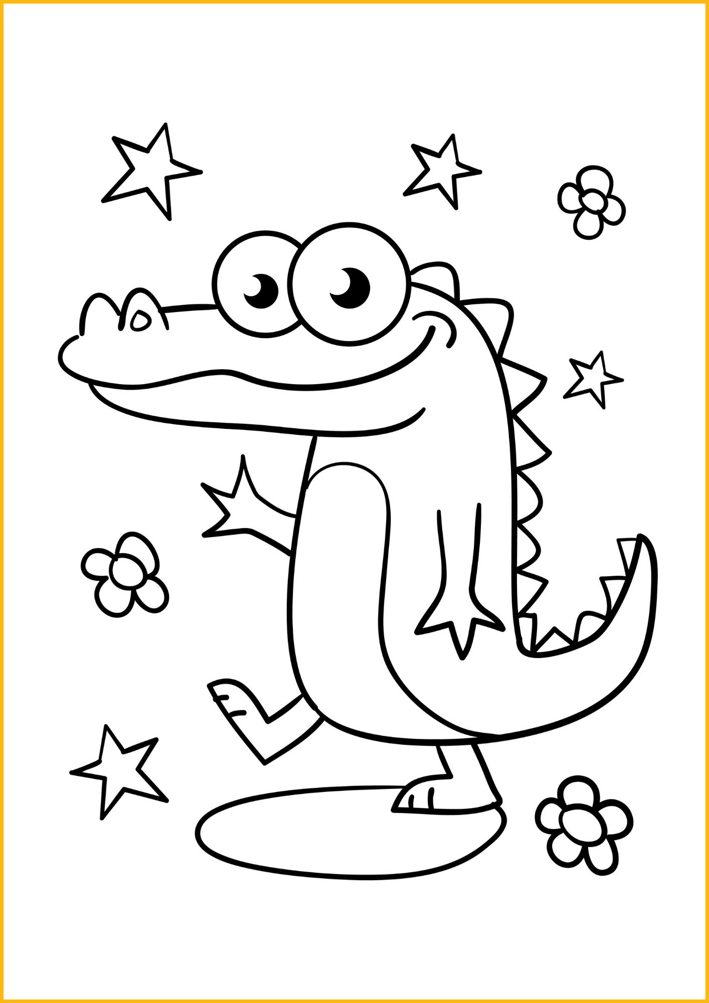 Printbare kleurplaat krokodil voor kinderen - kleurplaat (PDF)