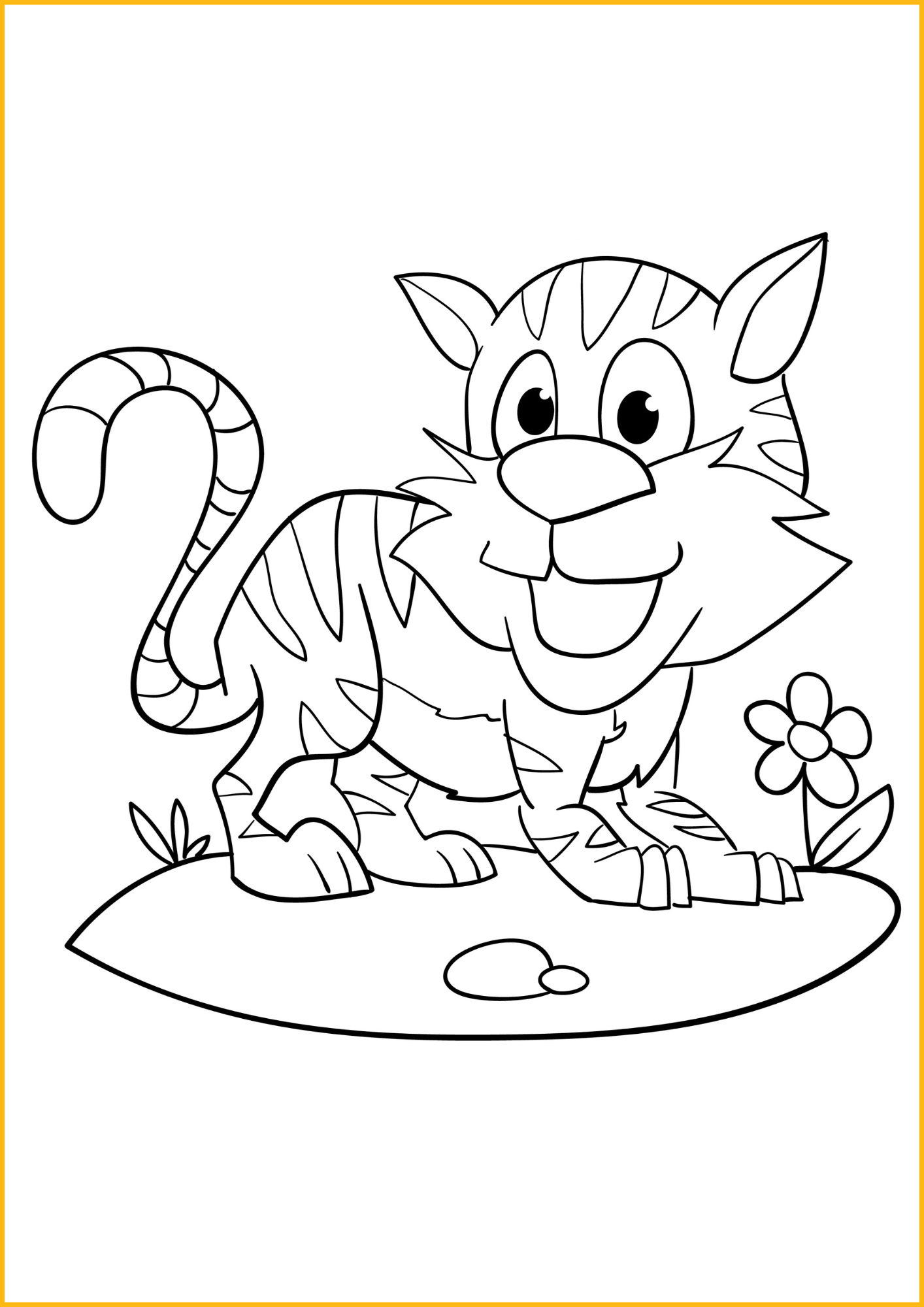 Tijger in de jungle kleurplaat voor kinderen