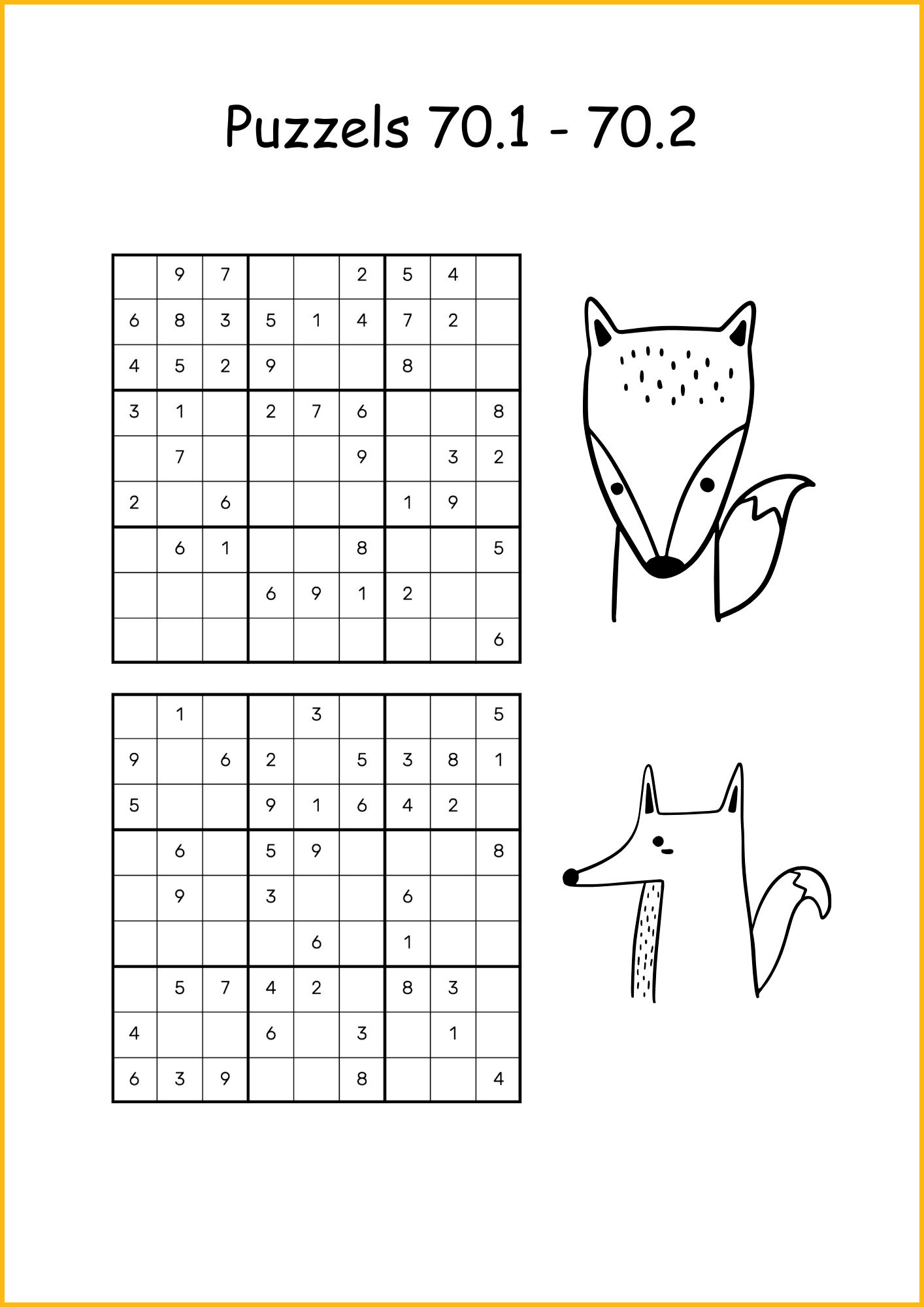 Printable sudoku voor kinderen met dierenfiguren (oefenblad)
