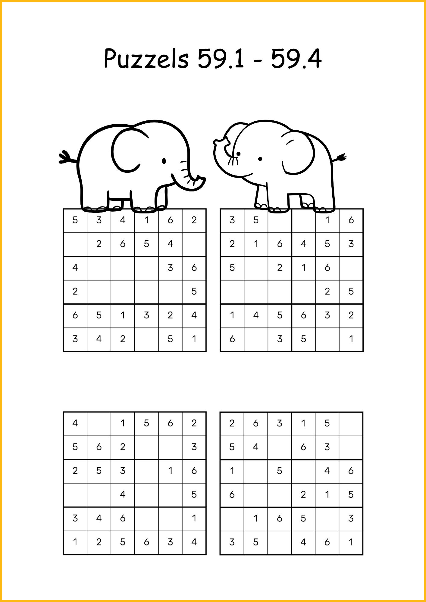 Dieren sudoku voor kinderen - oefenblaadje