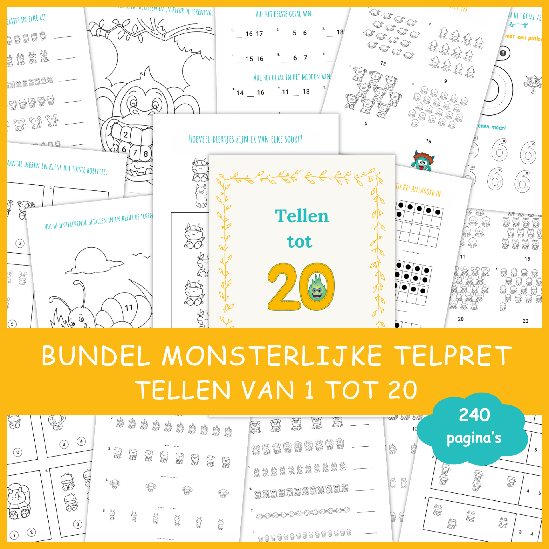 Bundel Monsterlijke Telpret: Tellen van 1 tot en met 20.  240 pagina's boordevol telplezier!