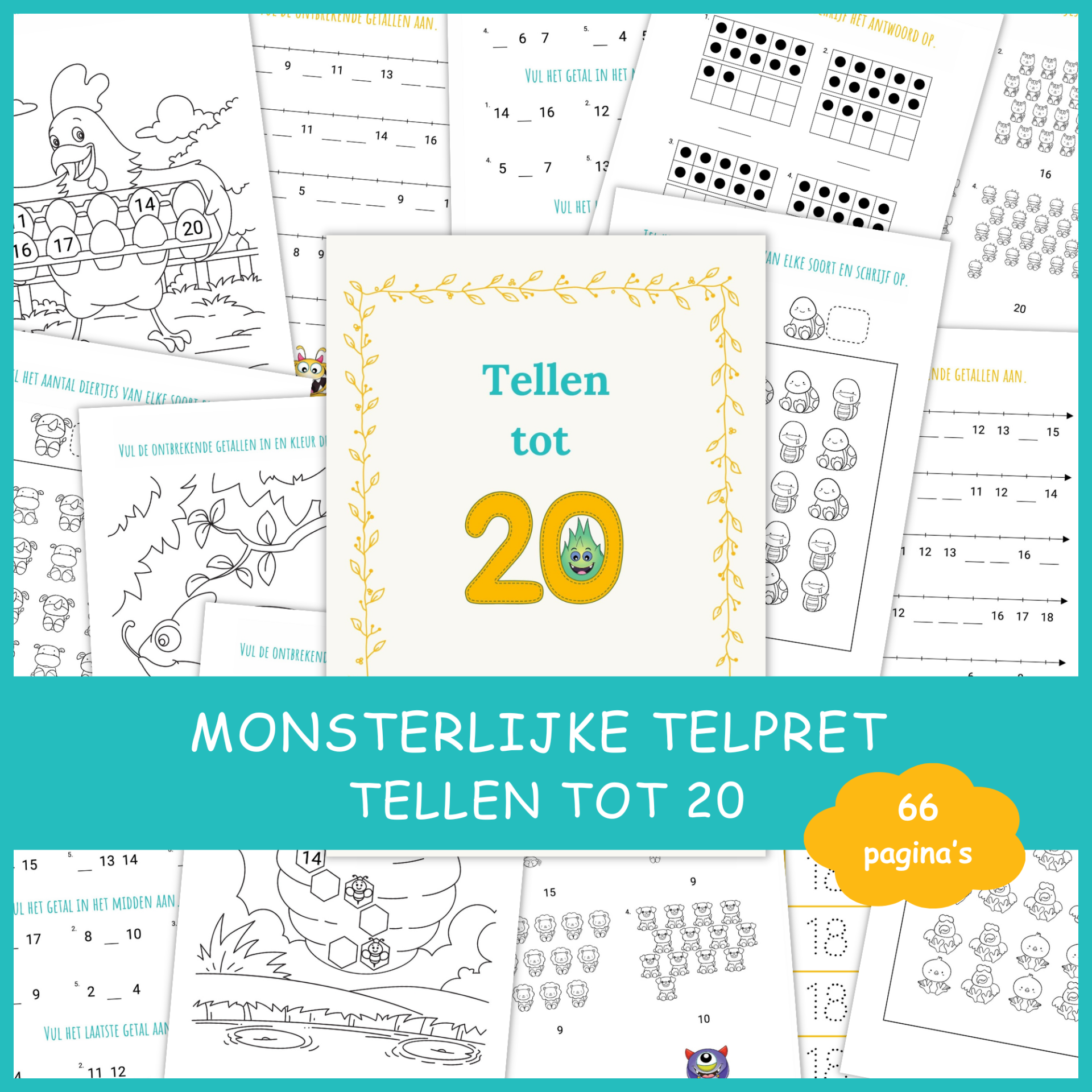 Monsterlijke Telpret deel 4: Tellen tot 20.