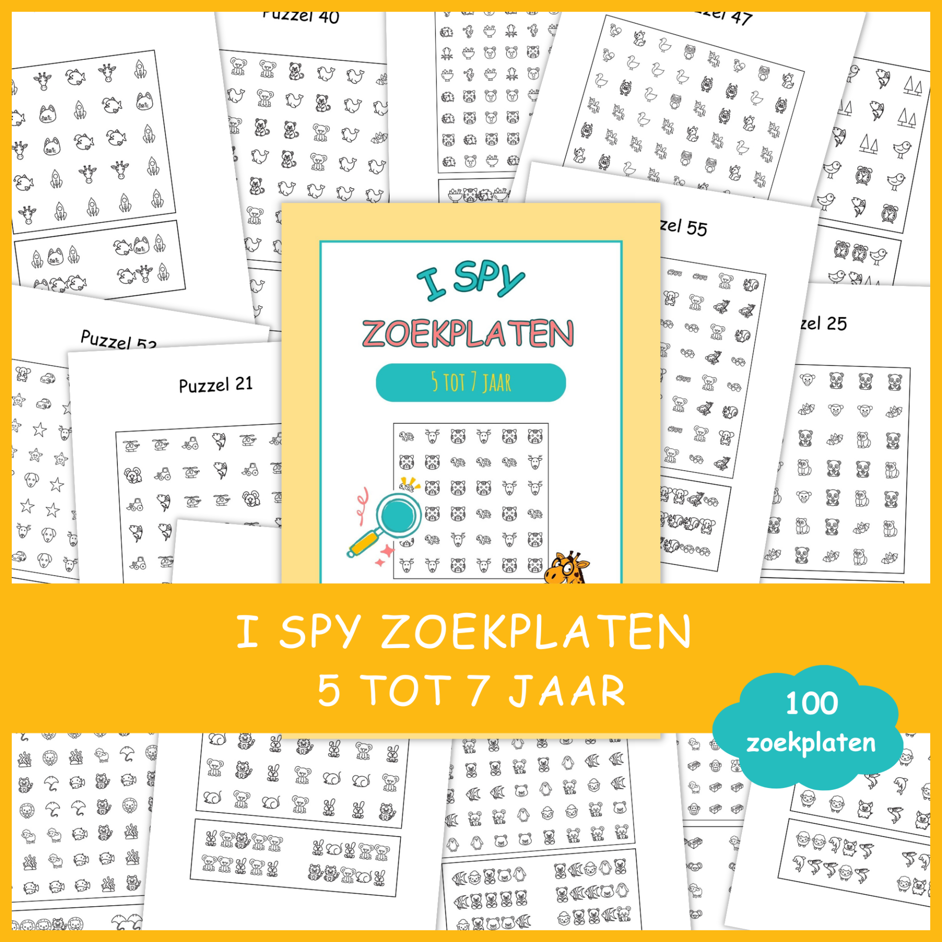 I Spy zoekplaten voor kinderen van 5 tot 7 jaar.