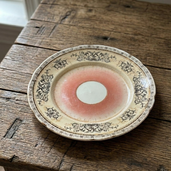 Antique Carl Tielsch German Porcelain Plate – Melon Luster & Aesthetic Movement Transferware (c. 1875-1900)