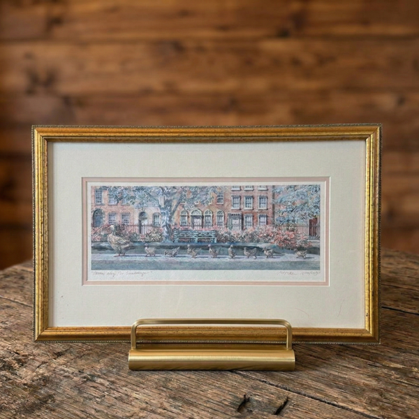 Kathleen McNally Pencil-Signed "Make Way for Ducklings" Framed Art – Nursery Decor