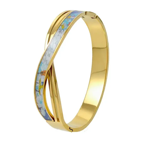 Bracelet Jonc Entrelacé Plaqué Or Jaune 18K Décor Epoxy