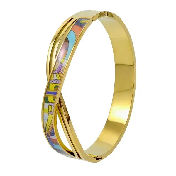 Bracelet Jonc Entrelacé Plaqué Or Jaune 18K Décor Epoxy