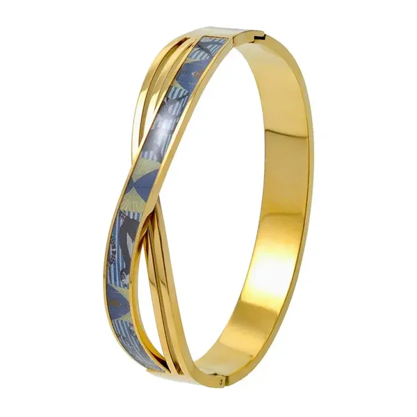 Bracelet Jonc Entrelacé Plaqué Or Jaune 18K Décor Epoxy
