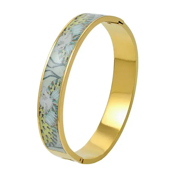 Bracelet Jonc Plaqué Or Jaune 18K Décor Epoxy