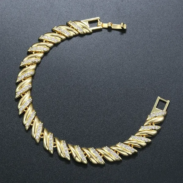 Bracelet Articulé Plaqué or 18K Oxyde de Zirconium