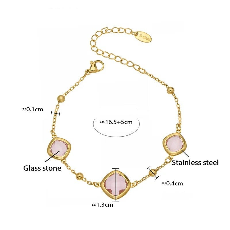 Bracelet Glamour Plaqué or 18K Cristal Rose