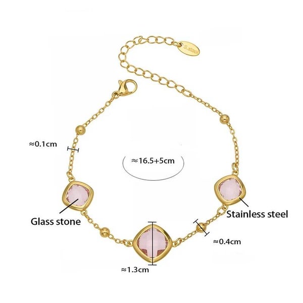 Bracelet Glamour Plaqué or 18K Cristal Rose