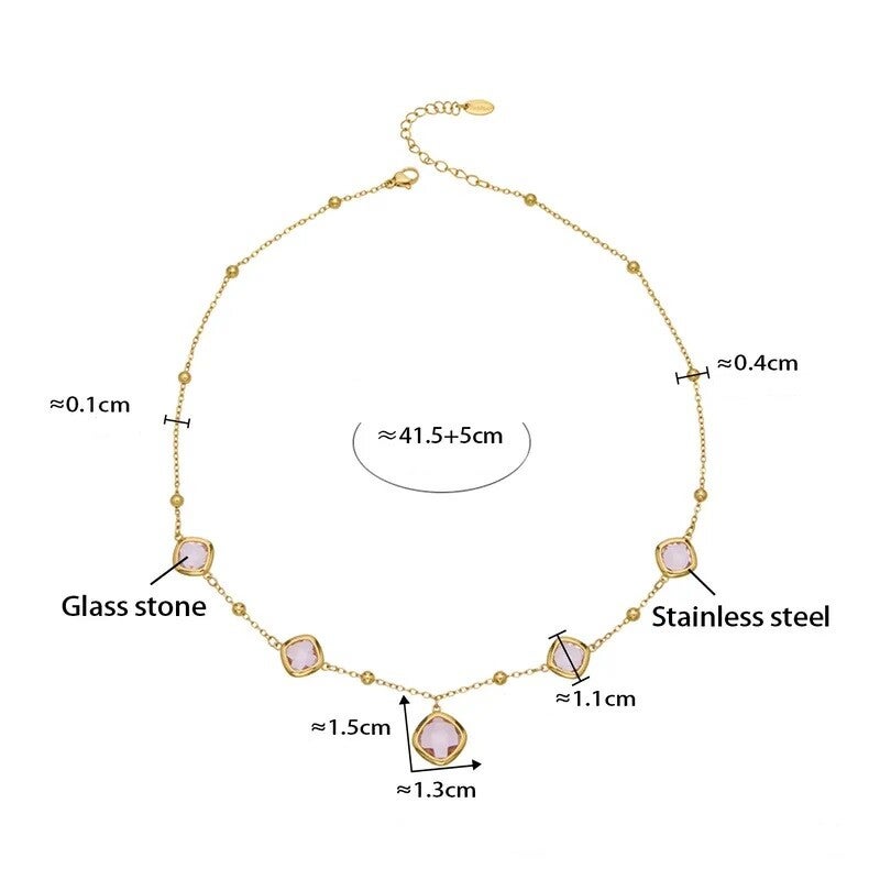 Collier Glamour Plaqué or 18K Cristal Rose