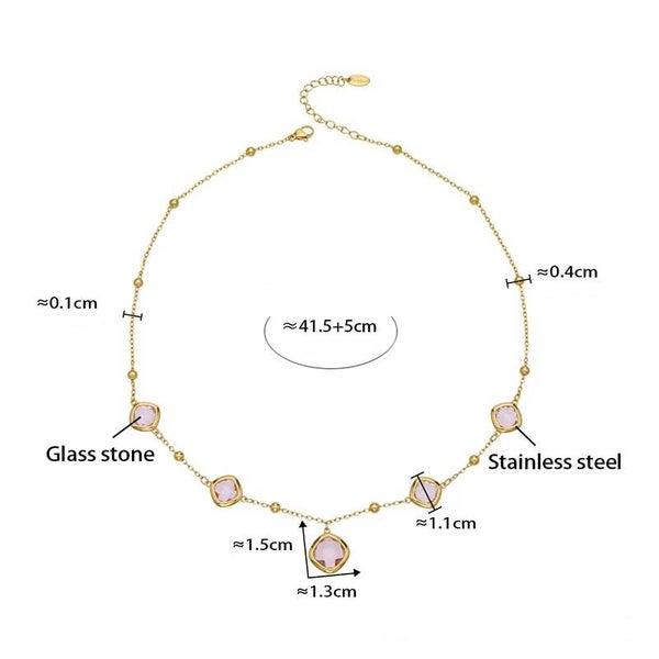Collier Glamour Plaqué or 18K Cristal Rose