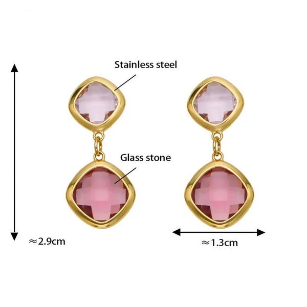 Boucles D'Oreilles Glamour Plaqué or 18K Cristal Rose