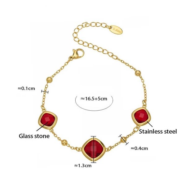 Bracelet Glamour Plaqué or 18K Cristal Rouge