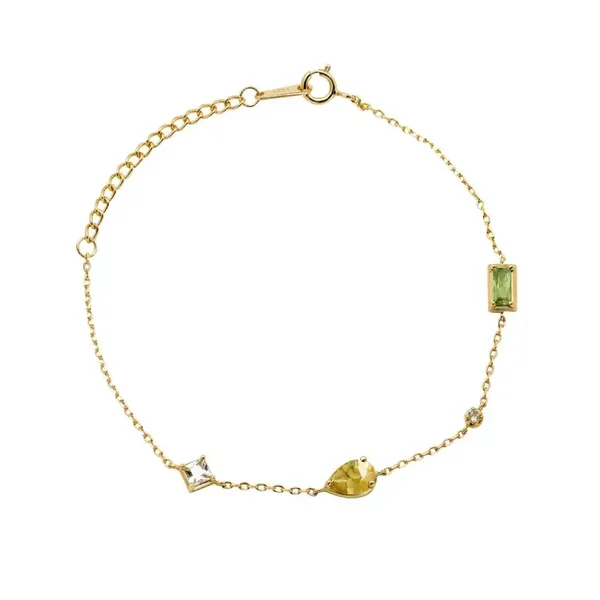 Bracelet Argent Plaqué Or Chaîne articulée Pierres Naturelles