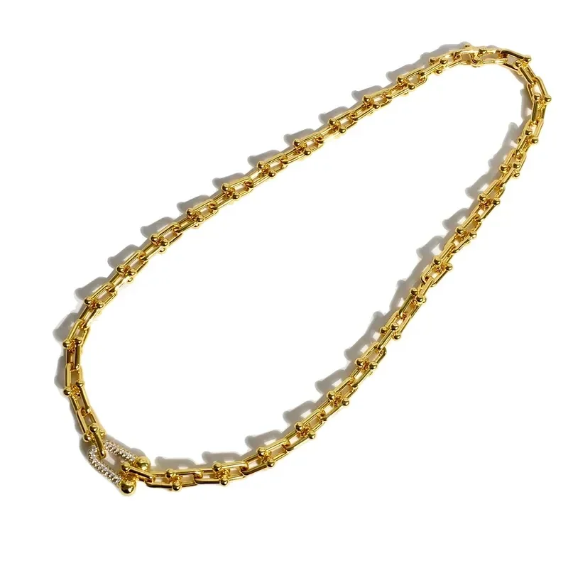 Collier à Maillons Laiton Plaqué Or 18K Zircon