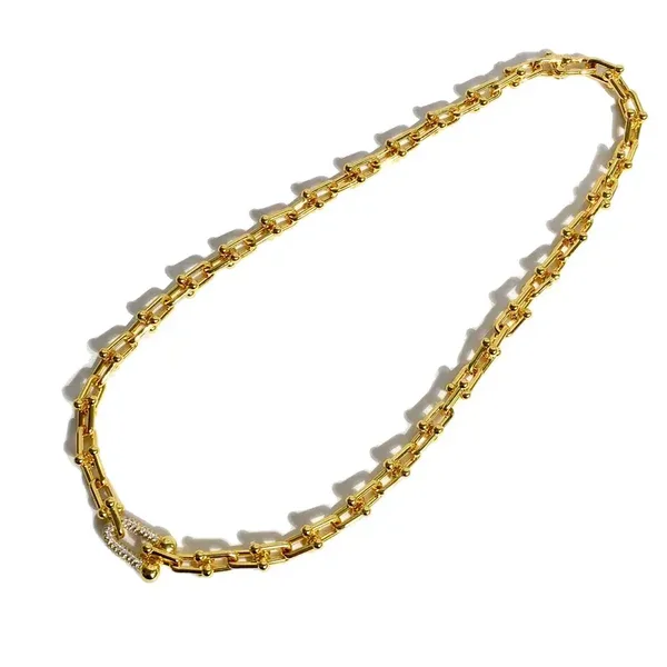Collier à Maillons Laiton Plaqué Or 18K Zircon