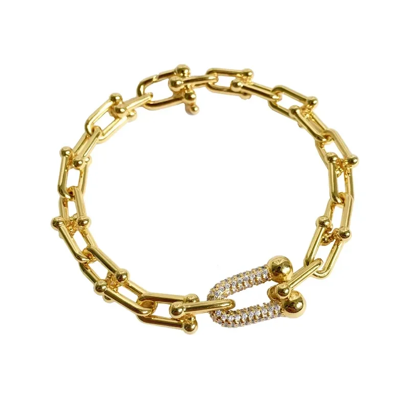 Bracelet à Maillons Laiton Plaqué Or 18K Zircon