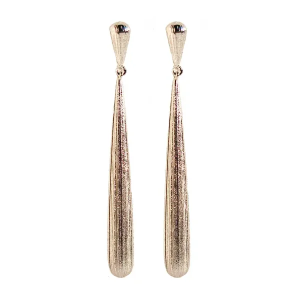 Boucles D'Oreilles Pendantes Larme Laiton Argenté Strié