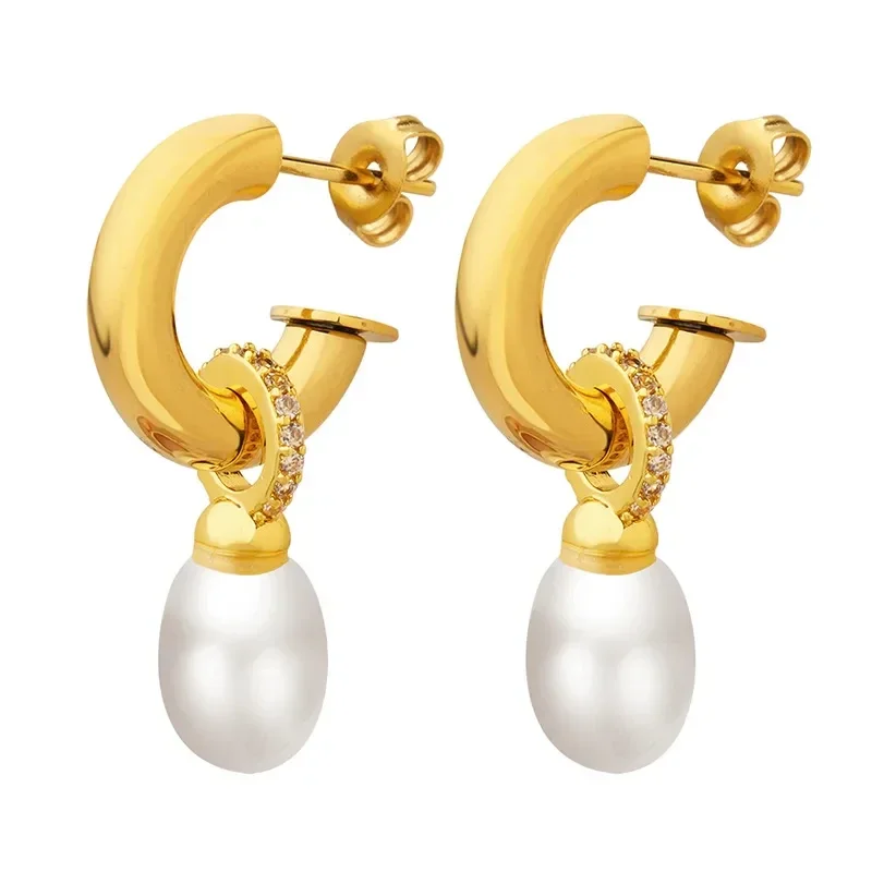 Boucles D'Oreilles Pendantes Perle Oxyde de Zirconium