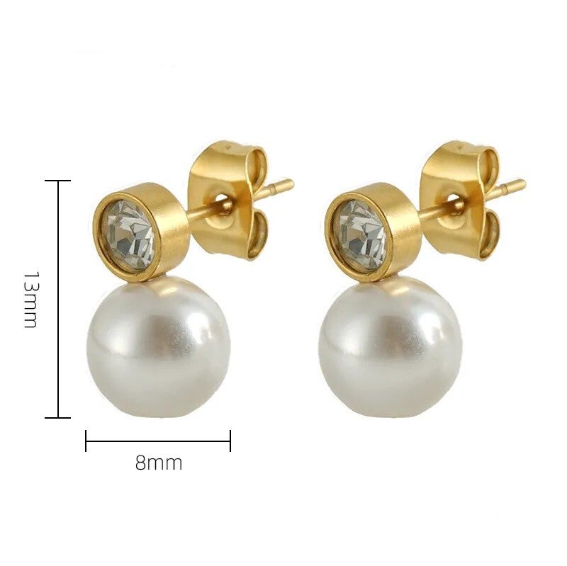 Boucles D'Oreilles Perle de Culture Oxyde de Zirconium