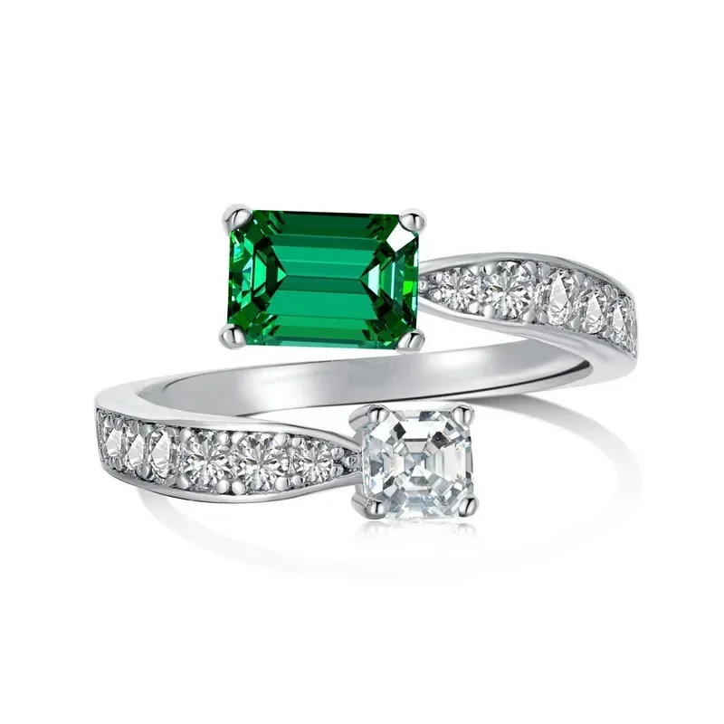 Bague Croisée Moderne Anneau Ouvert Argent Blanc Zircon