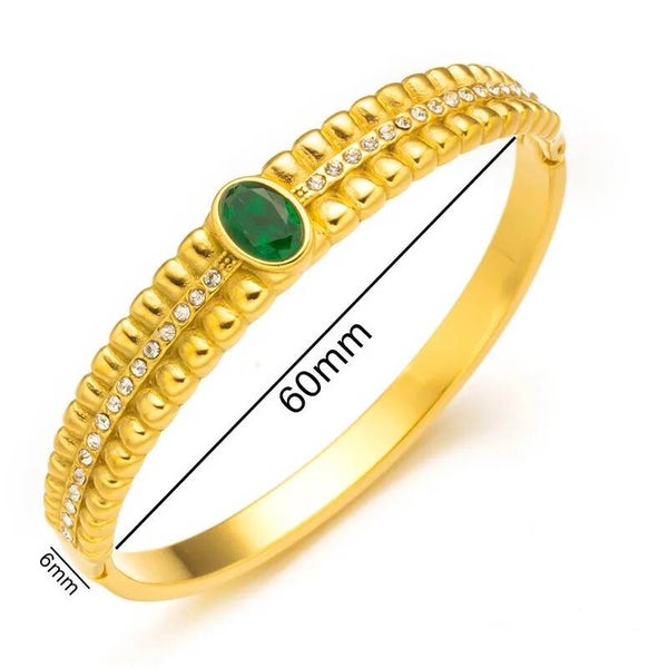 Bracelet Jonc Acier Plaqué Or 18K Oxyde de Zirconium