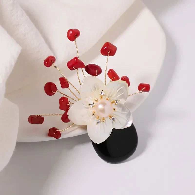 Broche Florale Pierres Naturelles