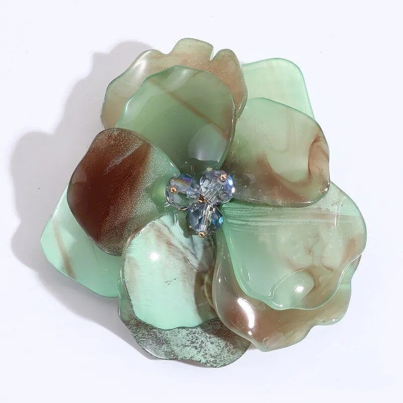Broche Fleur XL Audacieuse En Acrylique Vert Opaline