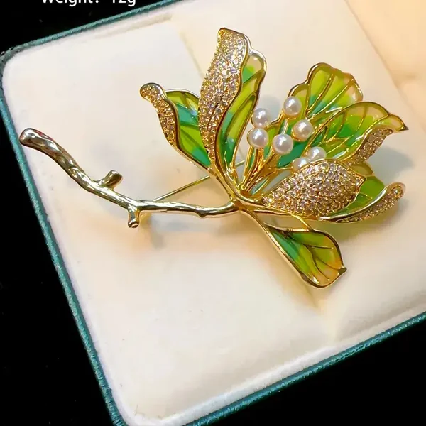 Broche Florale Belle Epoque Style Art Nouveau Revisité Zircon Perle Naturelle