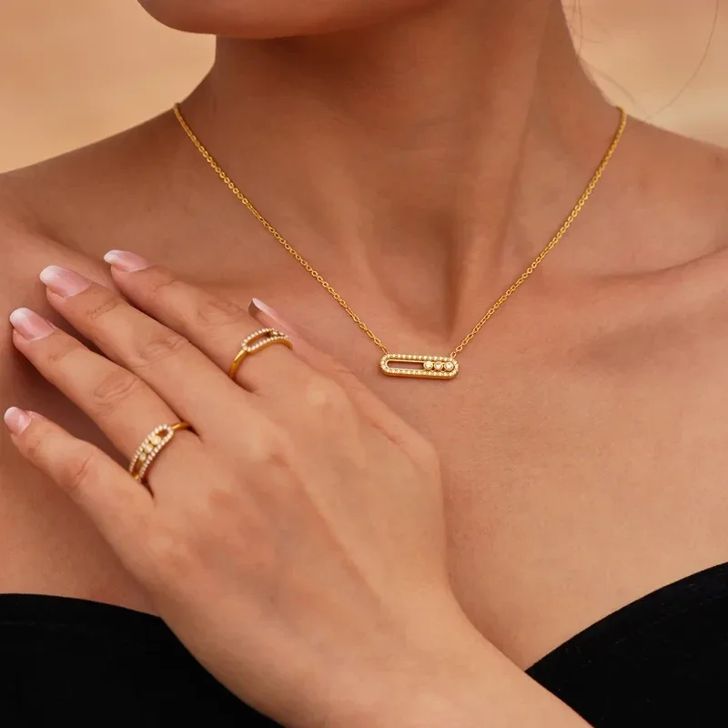 Collier Move Plaqué Or 18K Oxyde de Zirconium