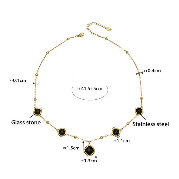 Collier Glamour Plaqué or 18K Cristal Noir