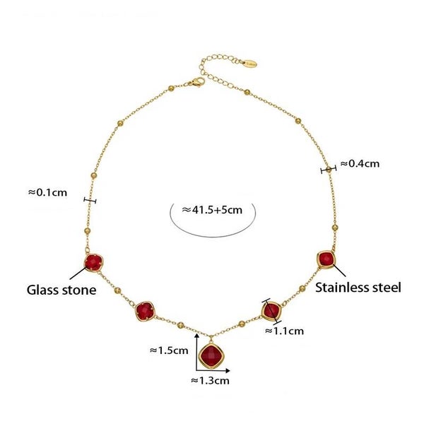 Collier Glamour Plaqué or 18K Cristal Rouge