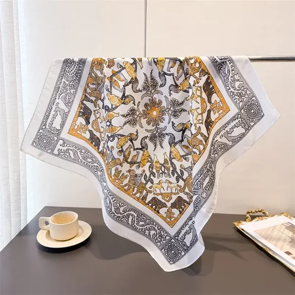 Foulard Carré Coton Lin 68 x 68 cm Motif Animaux
