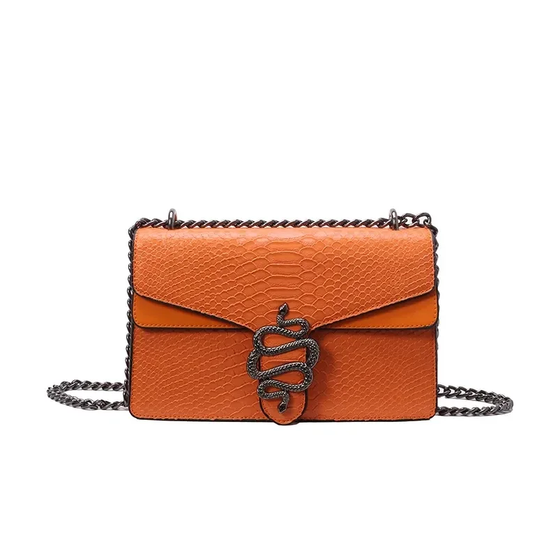 Sac Cuir Rectangulaire Rigide Bandoulière Chaîne Métallique