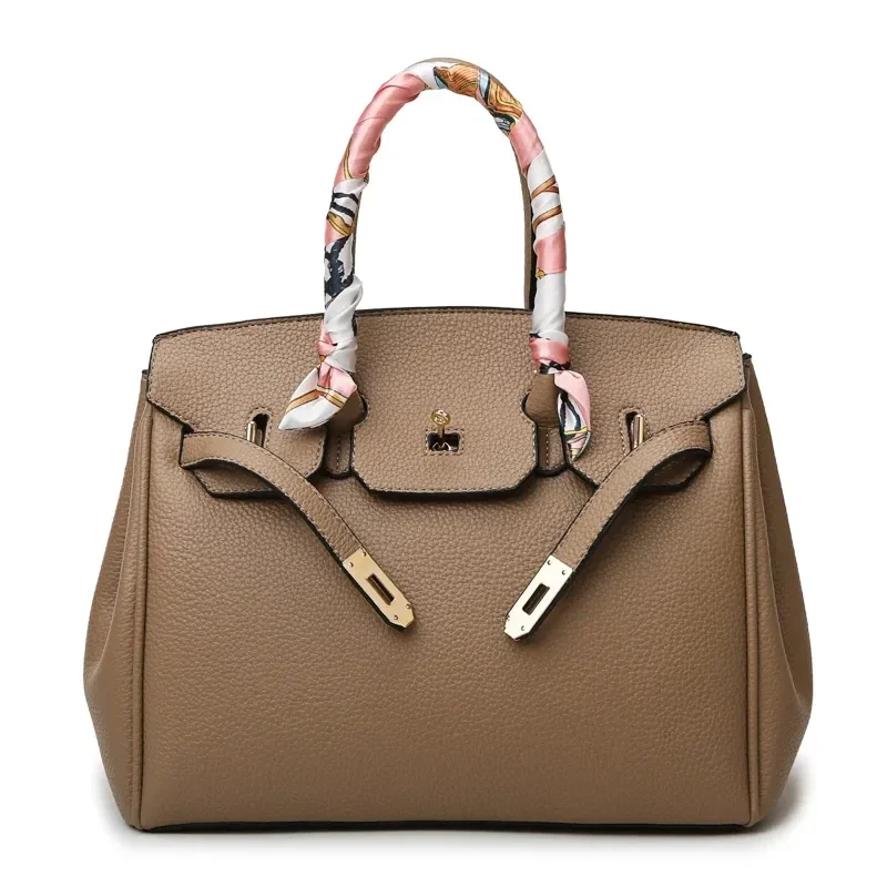 Sac à Main Cuir Style B Grand Modèle Coloris Taupe