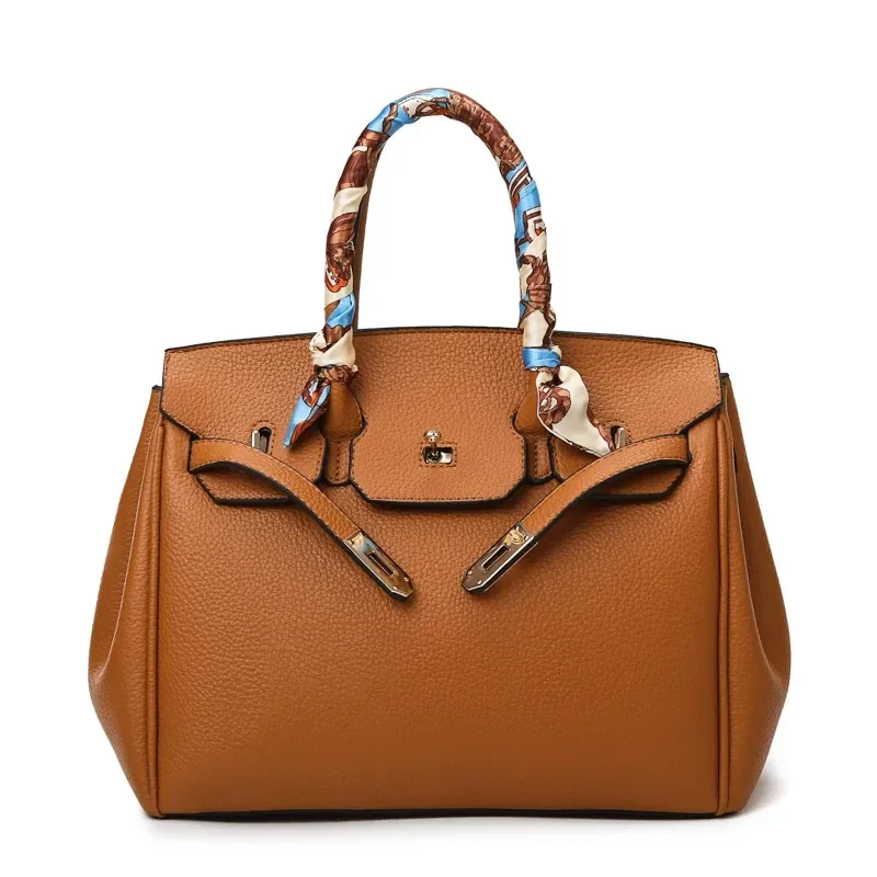Sac à Main Cuir Style B Grand Modèle Coloris Brun Cognac