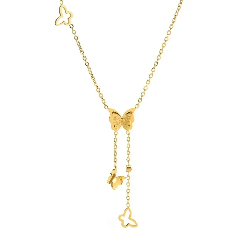 Collier Papillons Plaqué Or Jaune