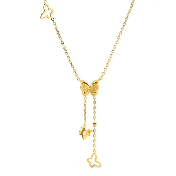 Collier Papillons Plaqué Or Jaune