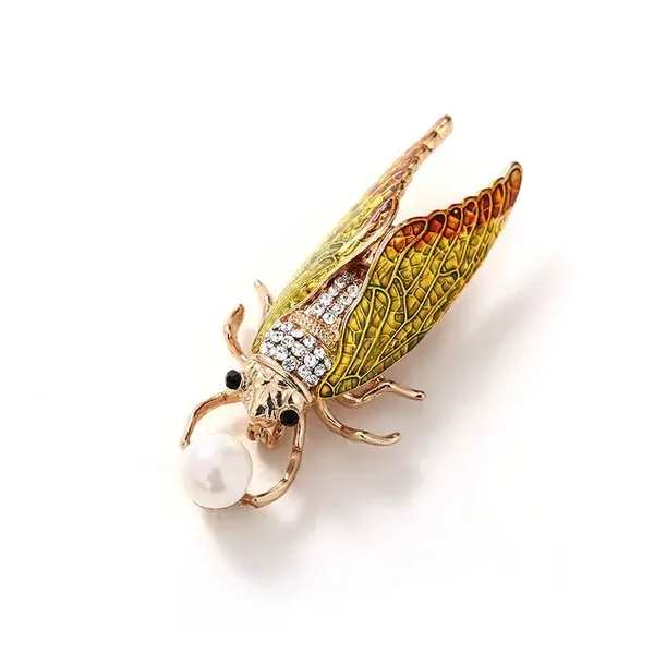 Broche Cigale Aux Ailes Emaillées