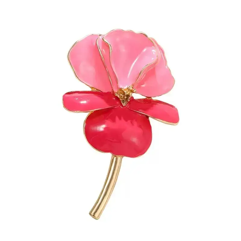 Broche Fleur Iris Email Rose