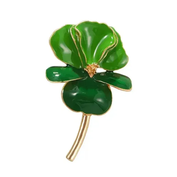 Broche Fleur Iris Email Vert