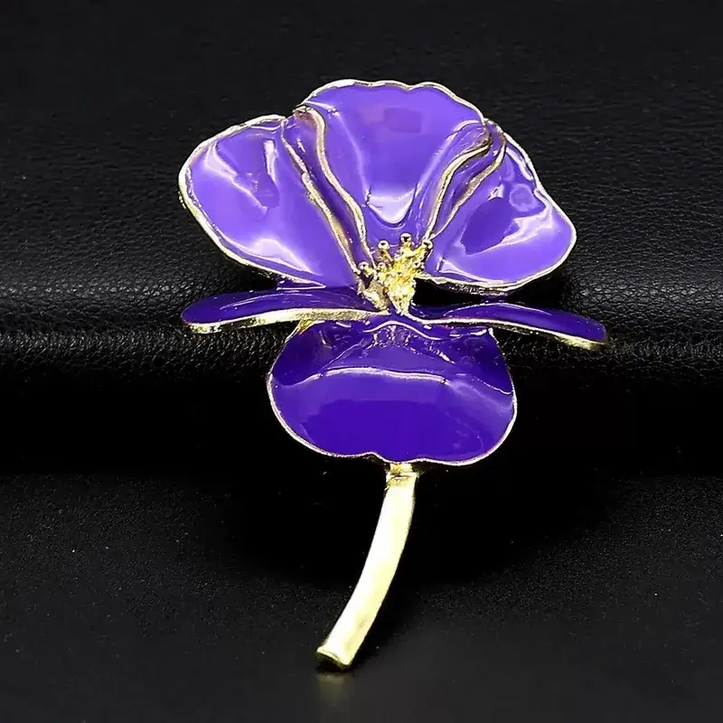 Broche Fleur Iris Email Mauve