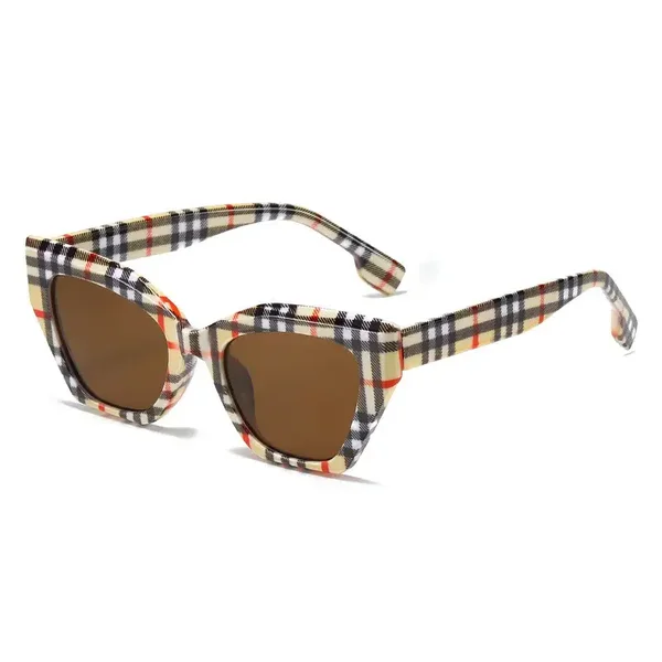 Lunettes de Soleil Oeil de Chat Avec Etui Motif Tartan