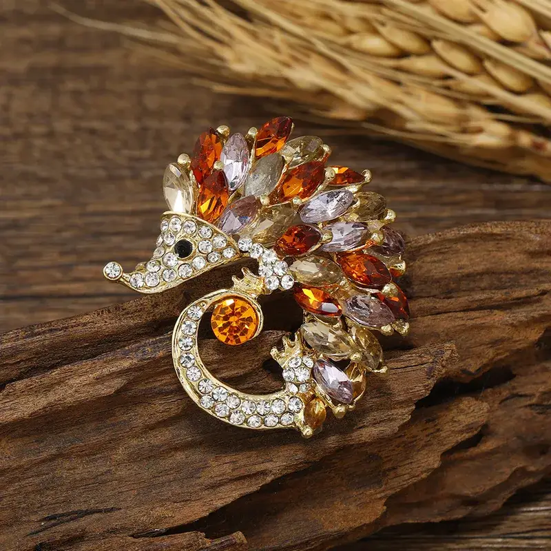 Broche Hérisson Aux Couleurs Brun et Lilas Clair